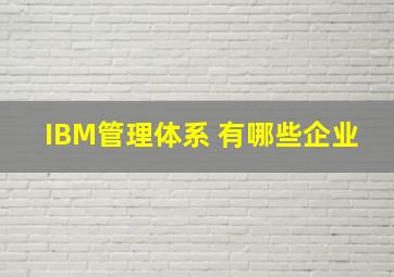 IBM管理体系 有哪些企业